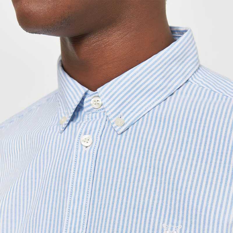 Chemises Façonnable | Chemise Oxford Rayures Broderies Blue/Yellow Homme ⋆  CursivaEditorial