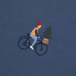 Bike And Plant Blue Embroidered T-shirt