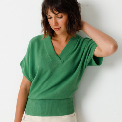 Pull Vert Herbe Manches Courtes