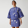 Veste Kimono Jacquard Bleu