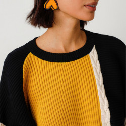 Pull Multicolore Jaune Coton