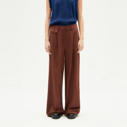 Pantalon Ample Laine Marron Café