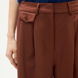 Pantalon Ample Laine Marron Café