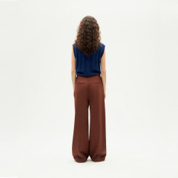 Pantalon Ample Laine Marron Café