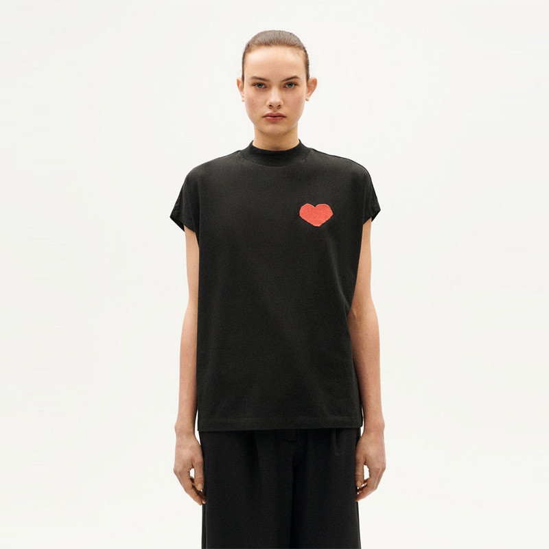 T-shirt Noir Coeur Rouge