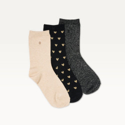 Coffret Chaussettes Petit Cœur Noir Doré