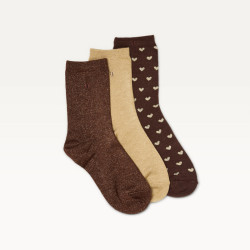 Coffret Chaussettes Petit Cœur Marron Doré