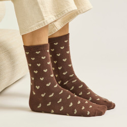 Coffret Chaussettes Petit Cœur Marron Doré