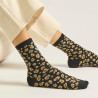 Coffret Chaussettes Paillettes Léopard Noir Doré