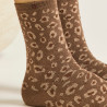 Coffret Chaussettes Paillettes Léopard Marron Doré