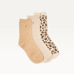 Coffret Chaussettes Paillettes Léopard Beige Doré