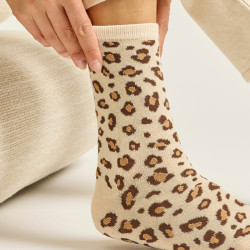 Coffret Chaussettes Paillettes Léopard Beige Doré