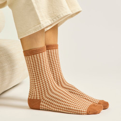 Coffret Chaussettes Pied De Poule Marron