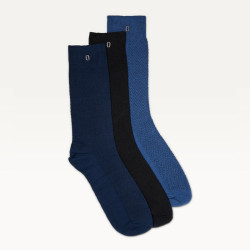 Coffret Chaussettes Chevrons Gaufré Noir Marine Bleu