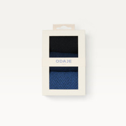 Coffret Chaussettes Chevrons Gaufré Noir Marine Bleu