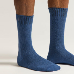 Coffret Chaussettes Chevrons Gaufré Noir Marine Bleu