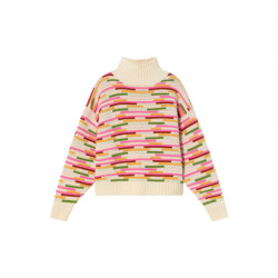 Pull Multicolore Laine Col Montant