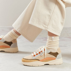 Baskets Laura Beige Crème Kaki