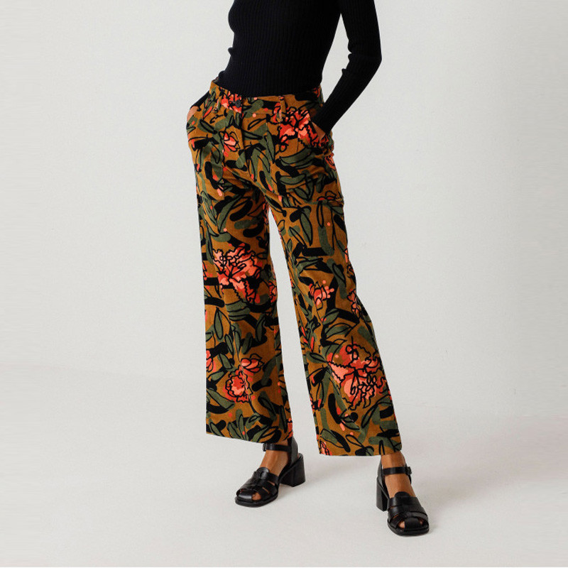 Pantalon Droit Velours Imprimé Lorea